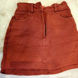 Burgundy Denim Miniskirt